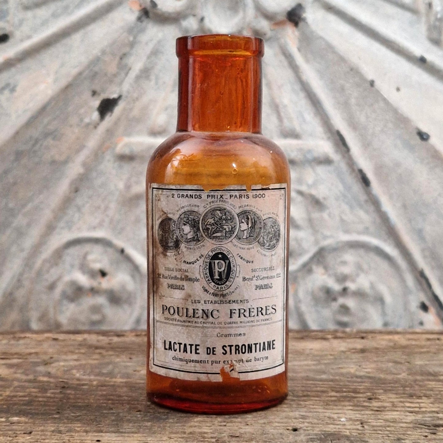 Ancien flacon « Lactate de Strontiane », vers 1900