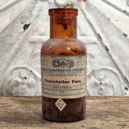 Ancien flacon « Pancréatine Pure – Darrasse Frères »