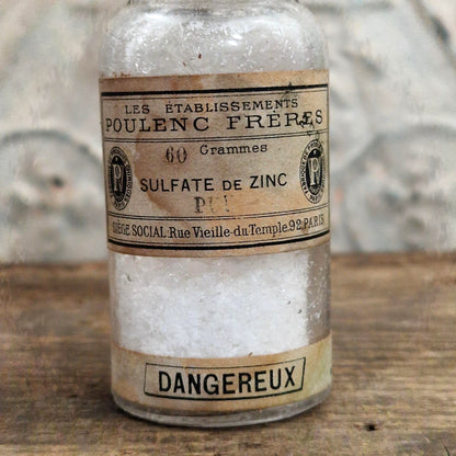 Flacon de pharmacie « Sulfate de Zinc - Poulenc Frères »