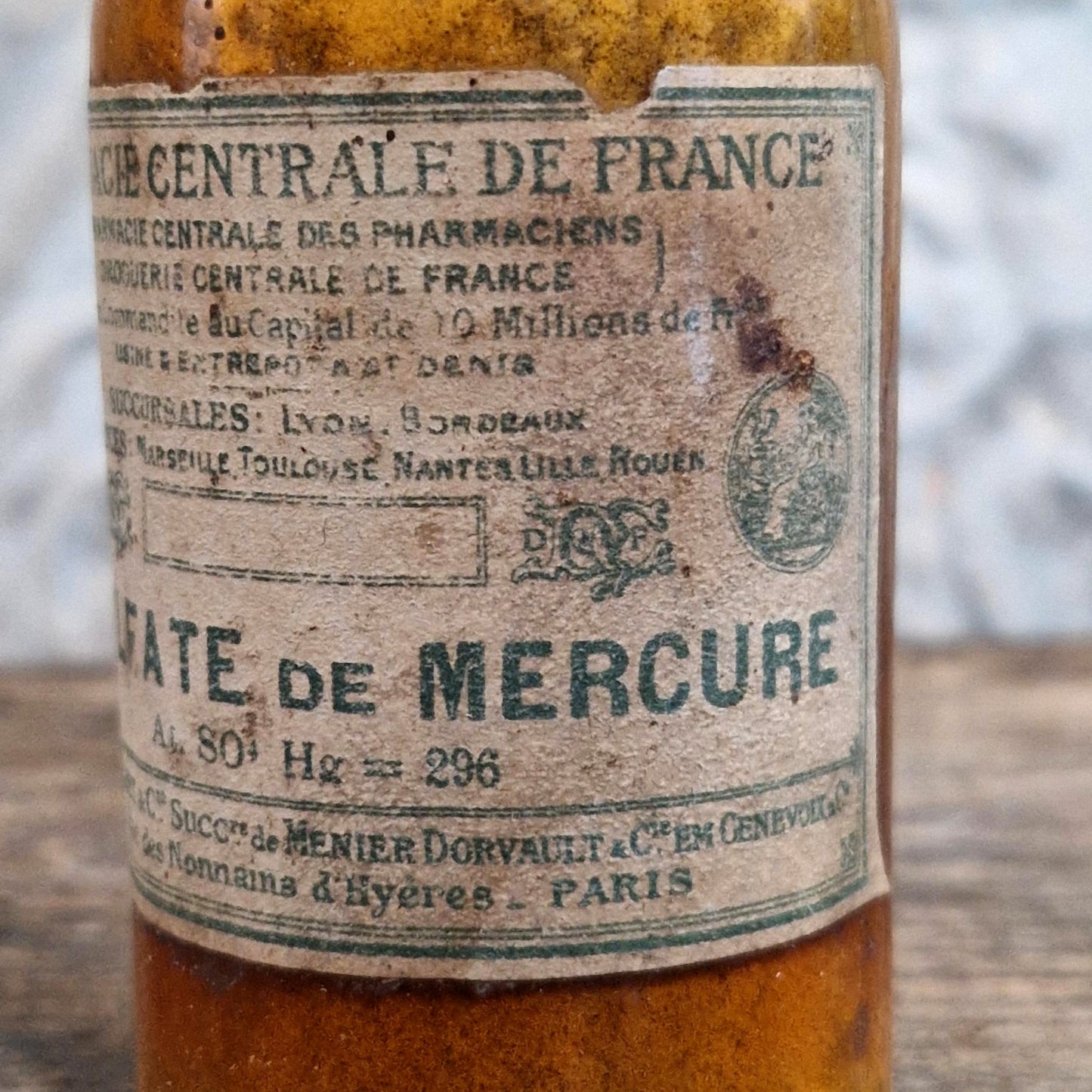 Ancien flacon de pharmacie « Bisulfate de Mercure » - XIXe