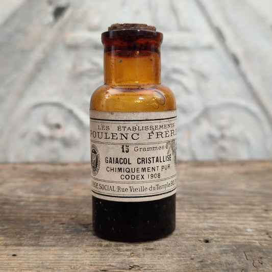 Poulenc Frères "Crystallized Guaiacol" bottle - Codex 1908