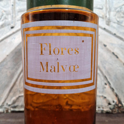 Grand pot d’apothicaire « fleurs de mauve » - XIXe