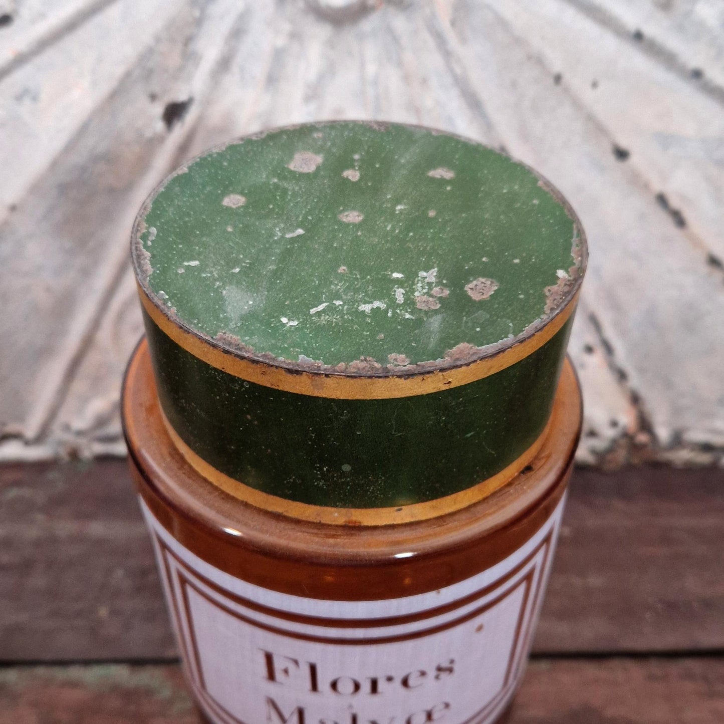 Grand pot d’apothicaire « fleurs de mauve » - XIXe