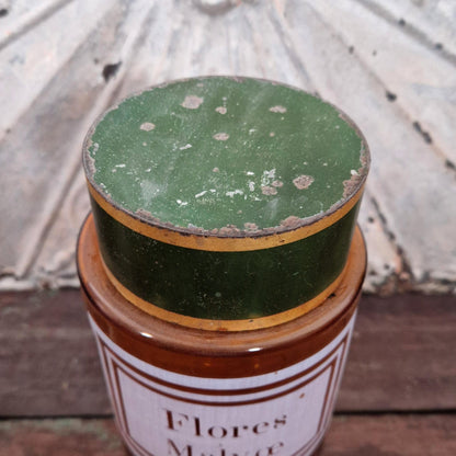 Grand pot d’apothicaire « fleurs de mauve » - XIXe
