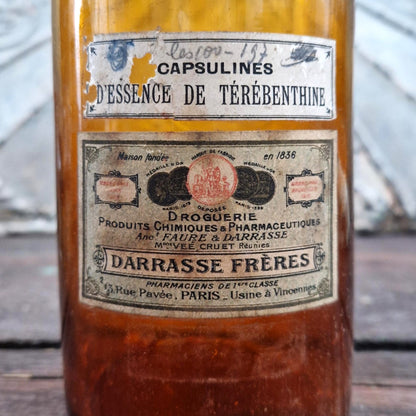 Grand flacon ambré « Capsulines d’Essence de Térébenthine »