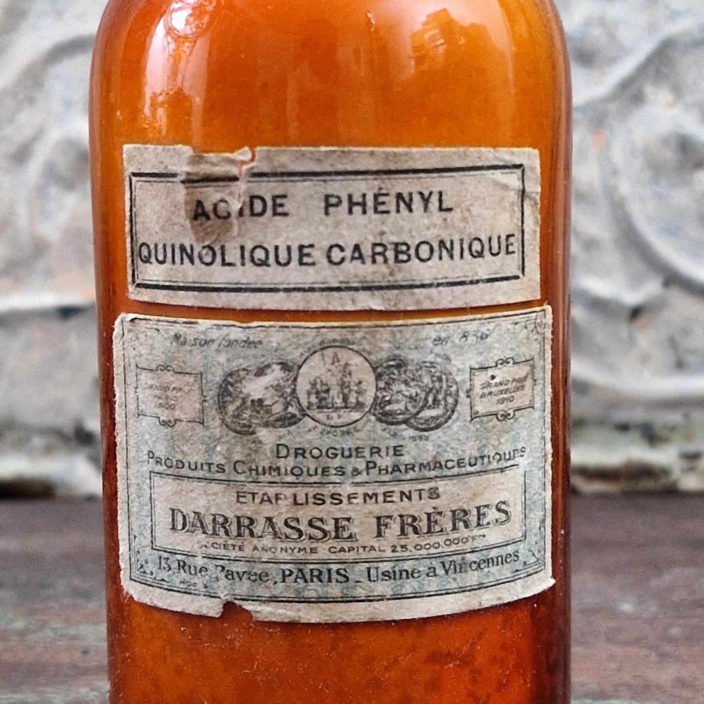 Ancien flacon « Acide phényl quinoléique carbonique »