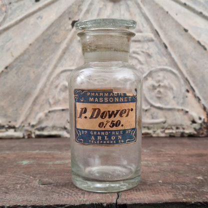 Ancien flacon « Cachets de Dover » en verre soufflé