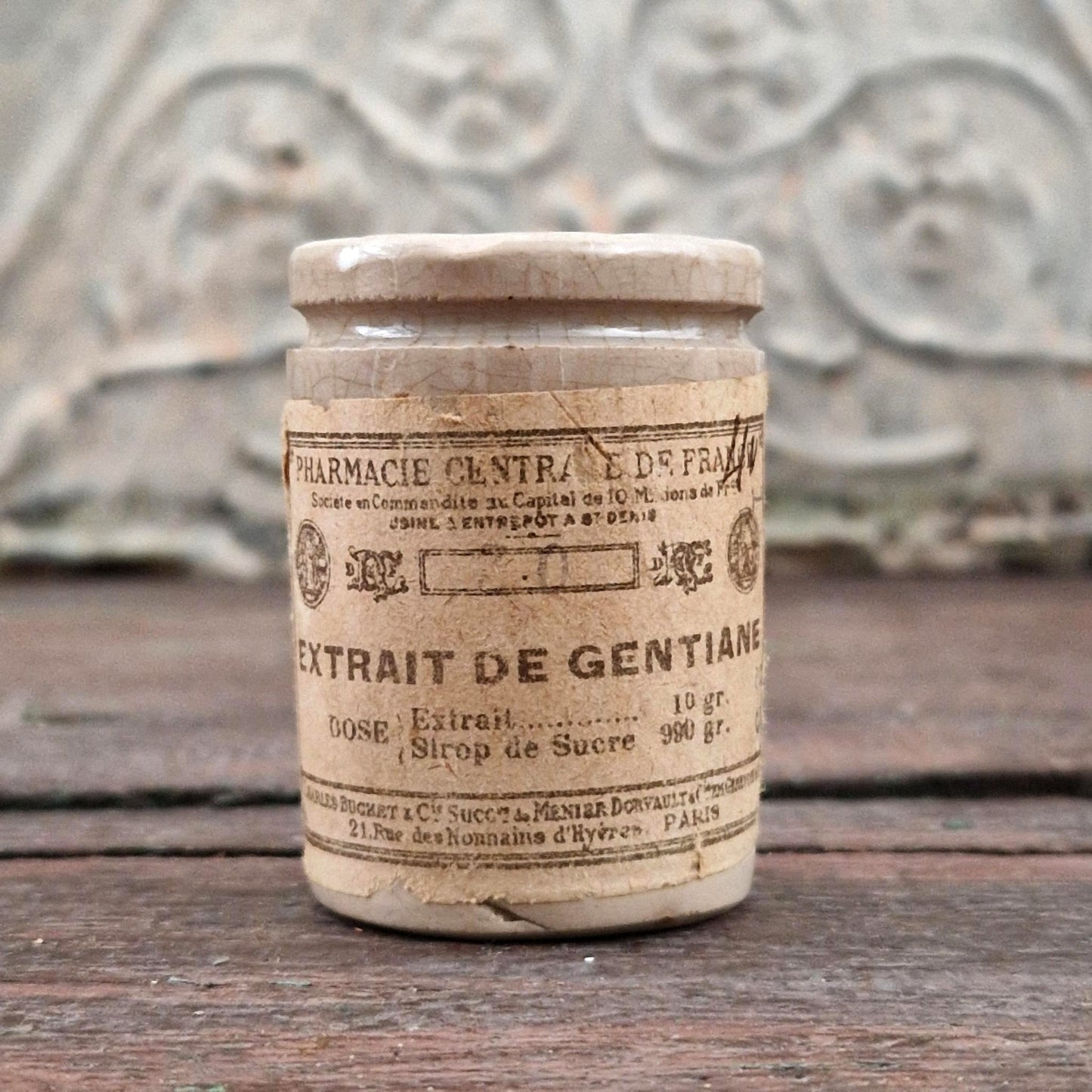 Petit pot de pharmacie« Extrait de Gentiane »