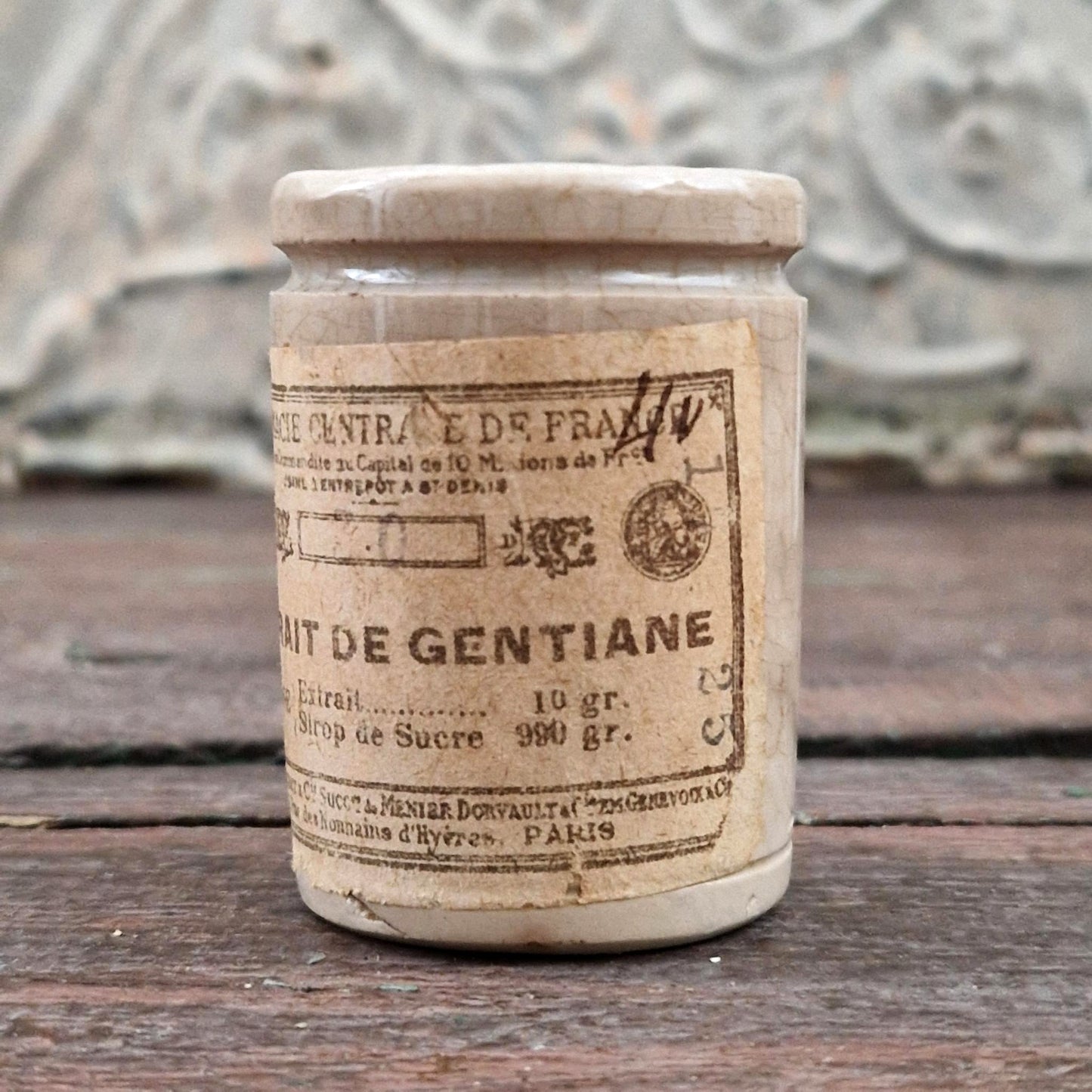 Petit pot de pharmacie« Extrait de Gentiane »