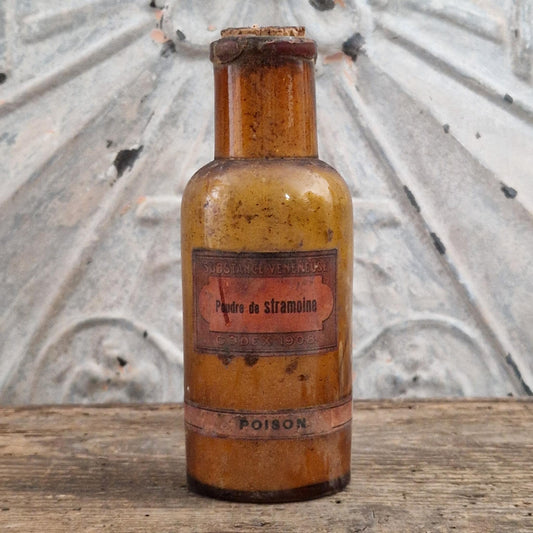 Ancien flacon de pharmacie « Poudre de Stramoine - Poison »