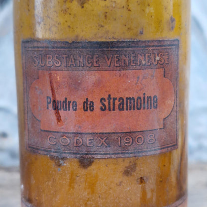 Ancien flacon de pharmacie « Poudre de Stramoine - Poison »