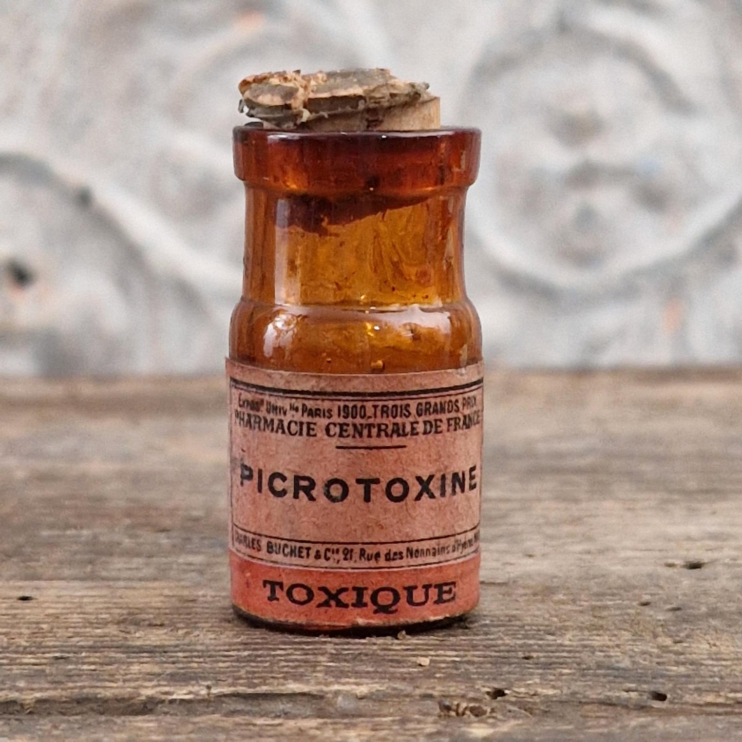 Ancien flacon de pharmacie « Picrotoxine - Toxique »