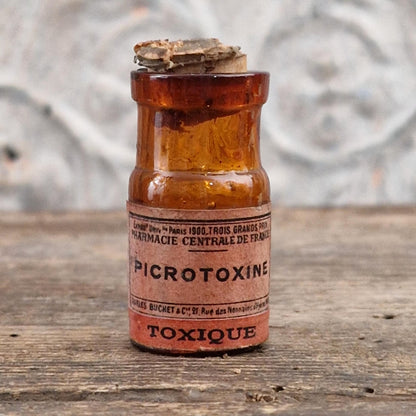 Ancien flacon de pharmacie « Picrotoxine - Toxique »