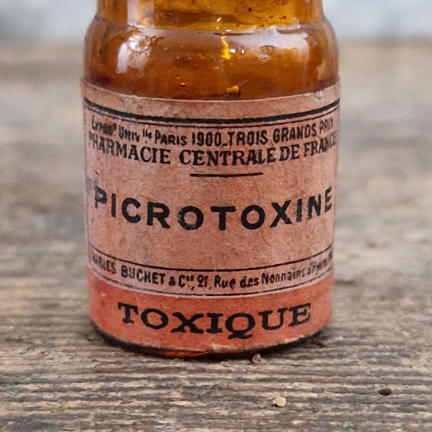 Ancien flacon de pharmacie « Picrotoxine - Toxique »