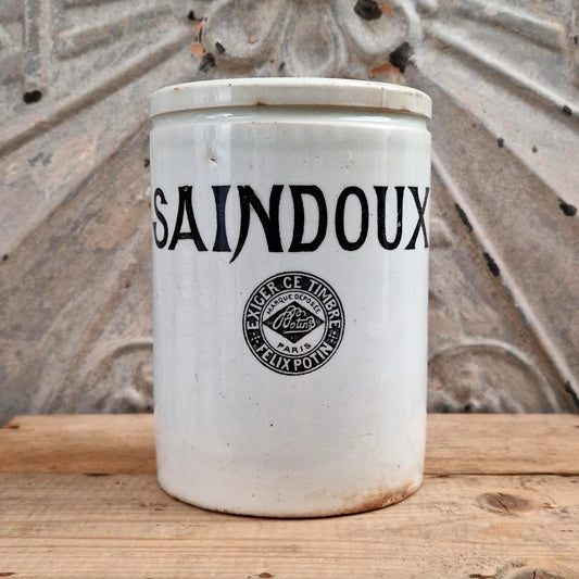 Ancien pot en céramique « SAINDOUX - Félix Potin »