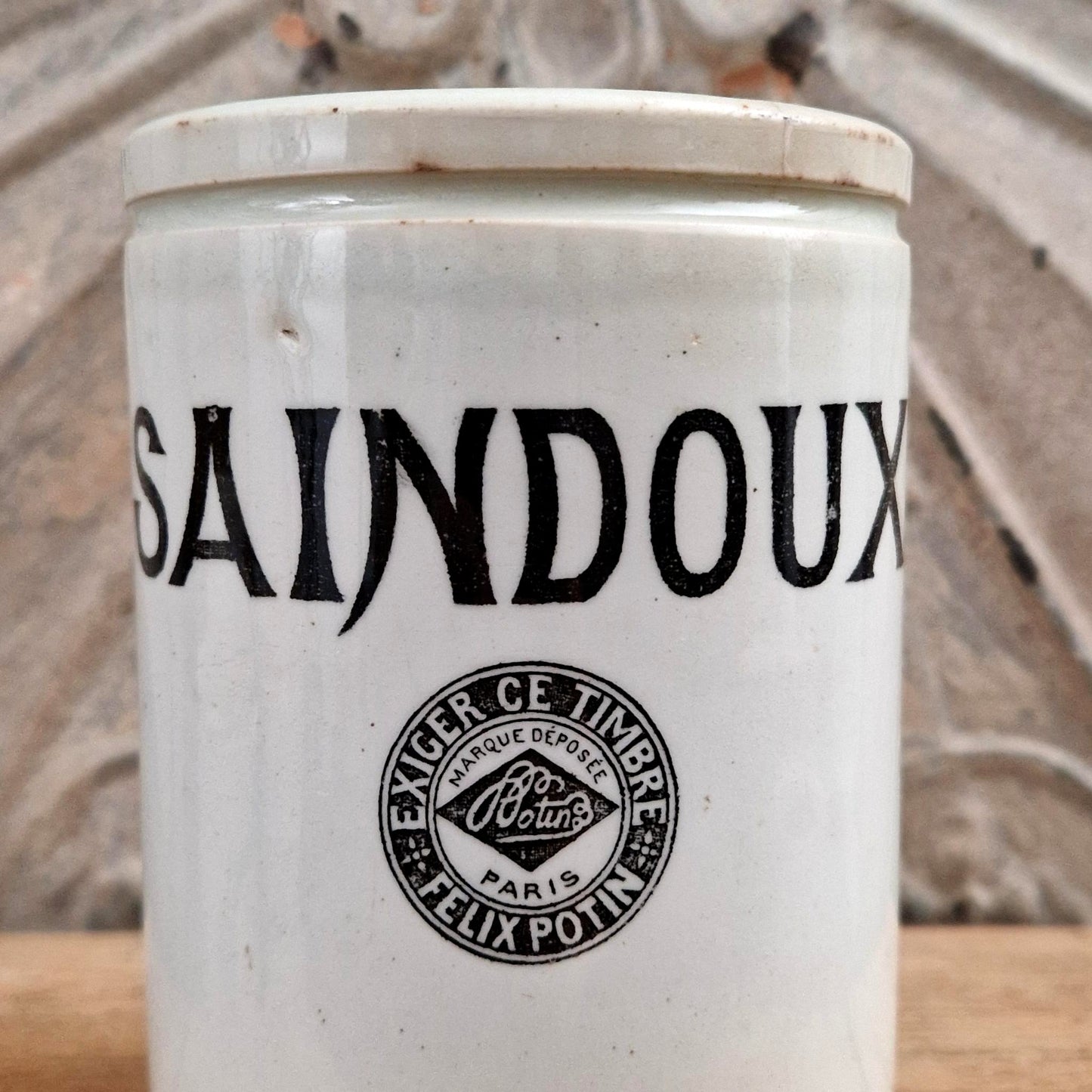 Ancien pot en céramique « SAINDOUX - Félix Potin »