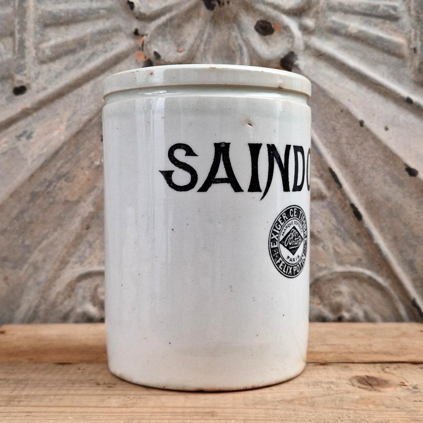 Ancien pot en céramique « SAINDOUX - Félix Potin »
