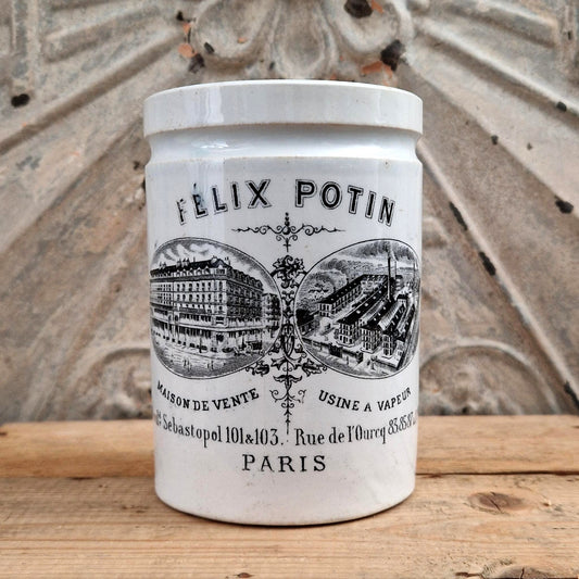 Ancien Pot Félix Potin Noir et Blanc - vers 1883-1890