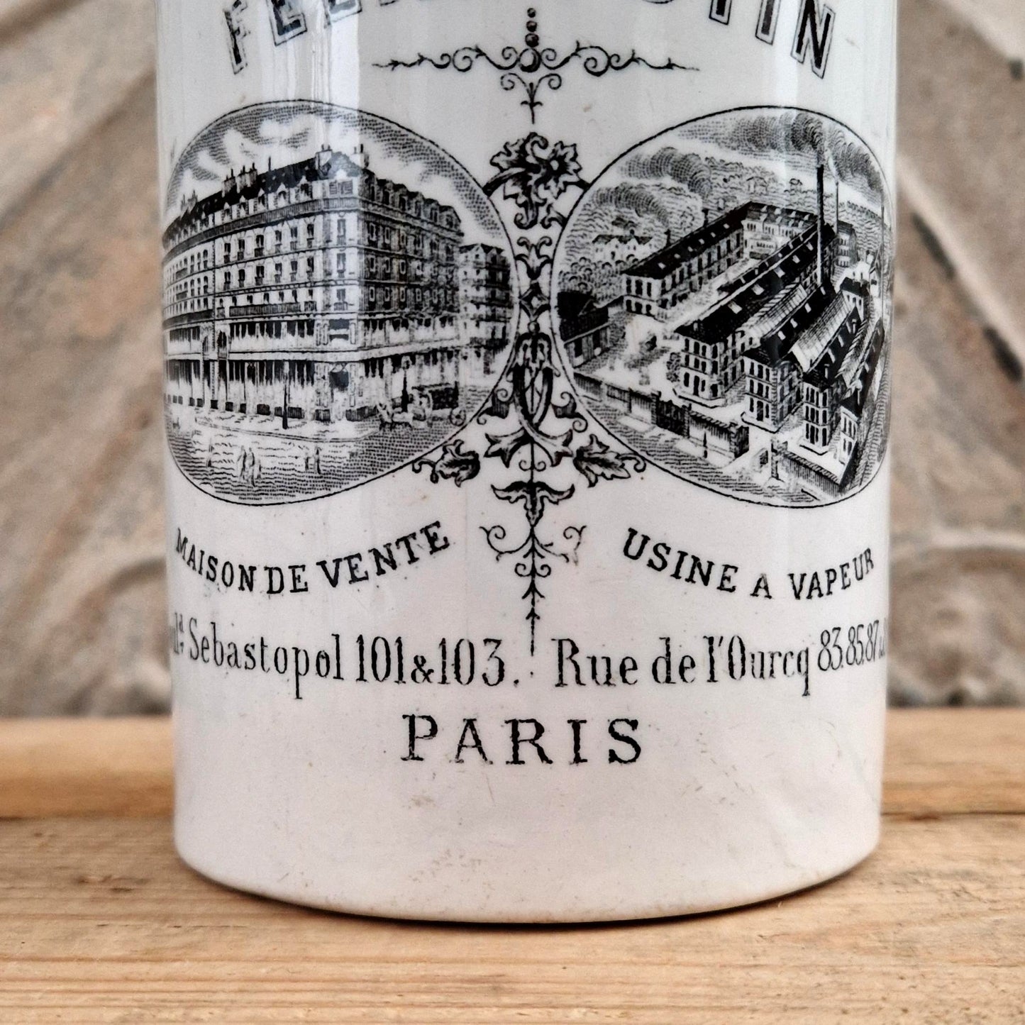 Ancien Pot Félix Potin Noir et Blanc - vers 1883-1890