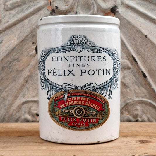 Rare pot de confitures « Félix Potin » avec étiquette