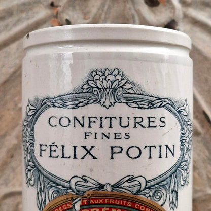 Rare pot de confitures « Félix Potin » avec étiquette