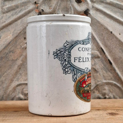 Rare pot de confitures « Félix Potin » avec étiquette