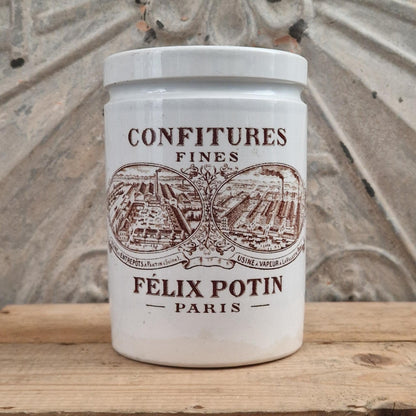 Ancien Pot de confitures Félix Potin - Brun sépia