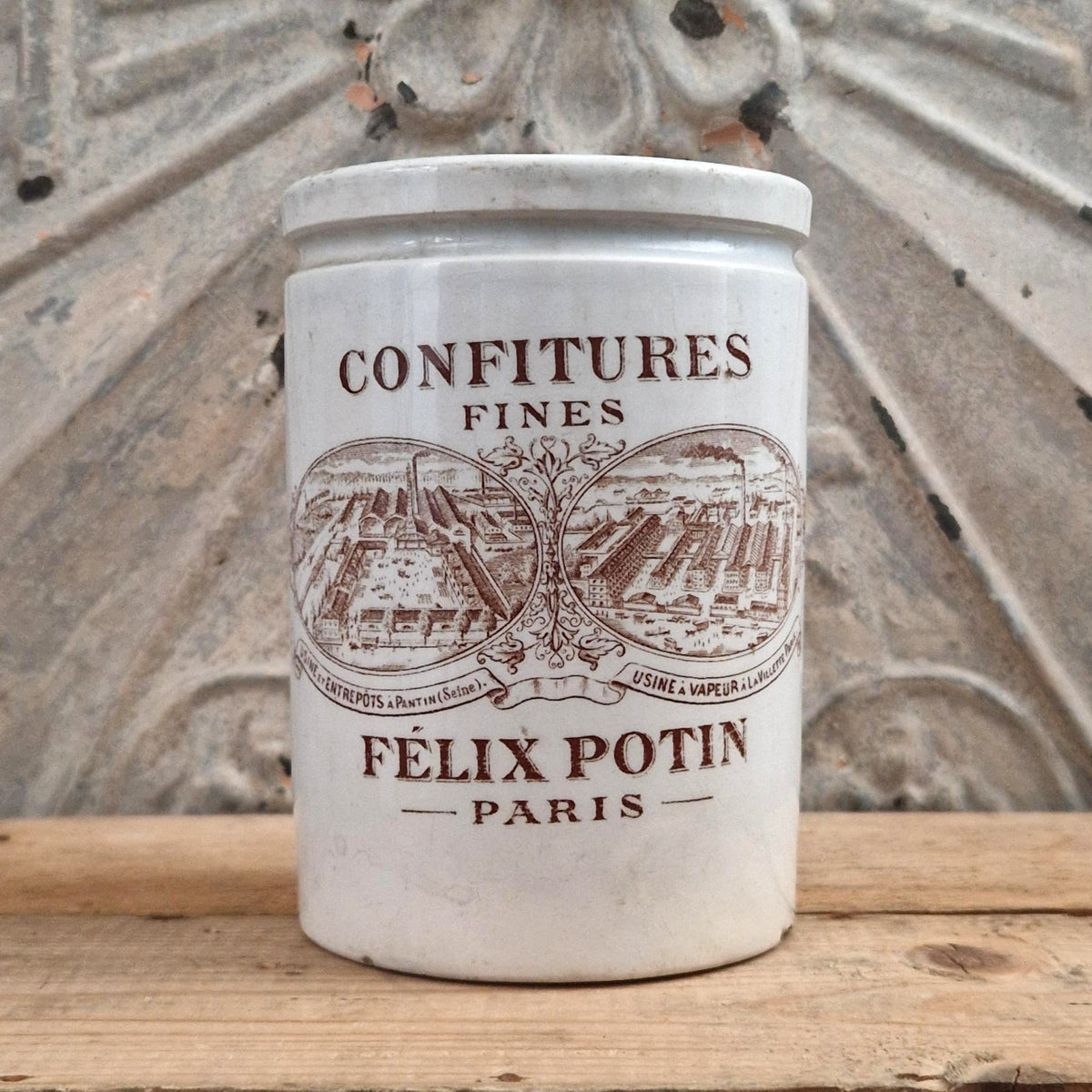 Pot Félix Potin « Confitures Fines » - Décor Brun sépia