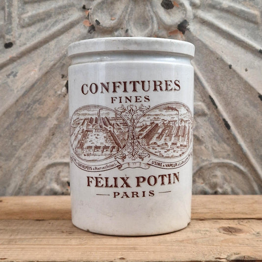 Pot Félix Potin « Confitures Fines » - Décor Brun sépia