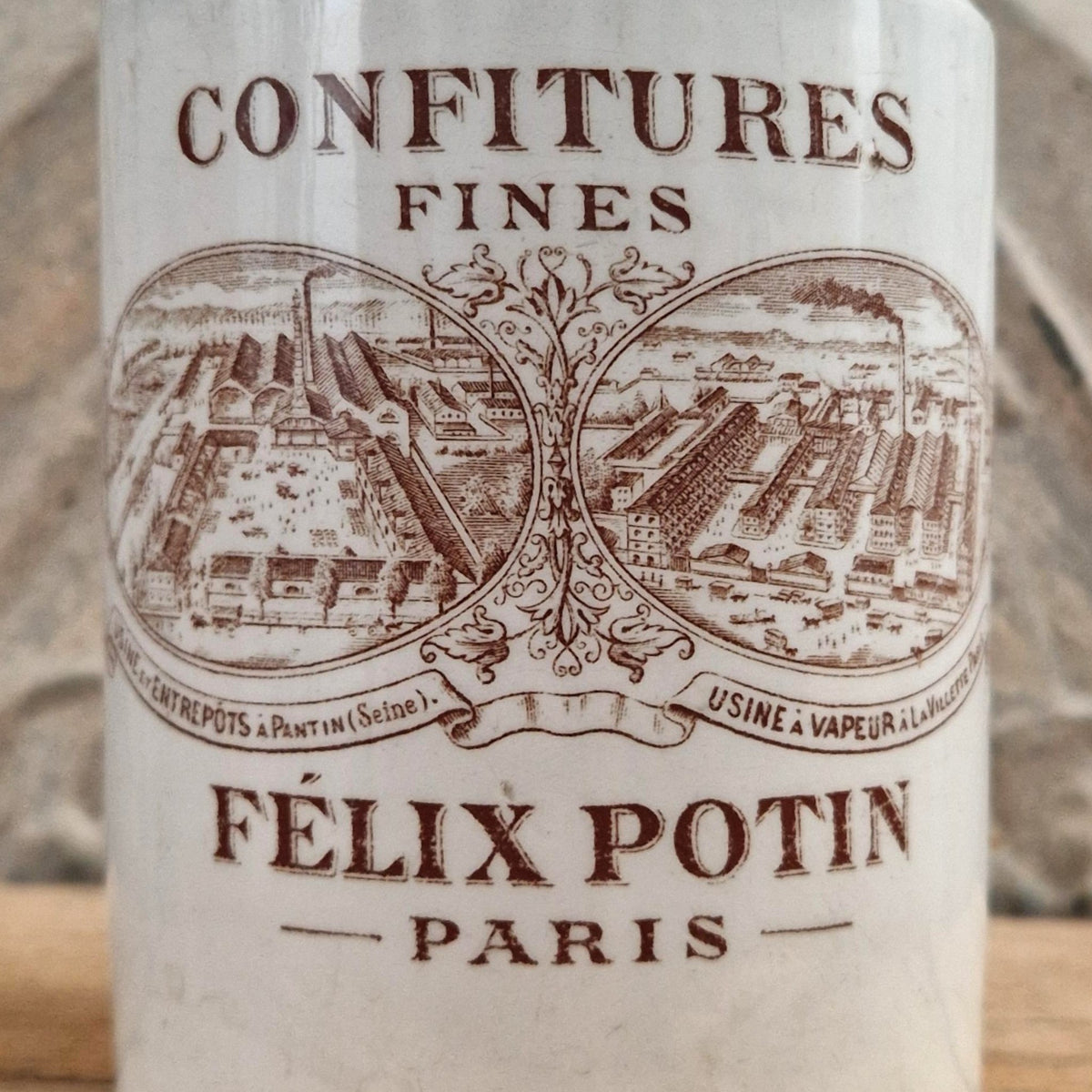 Pot Félix Potin « Confitures Fines » - Décor Brun sépia