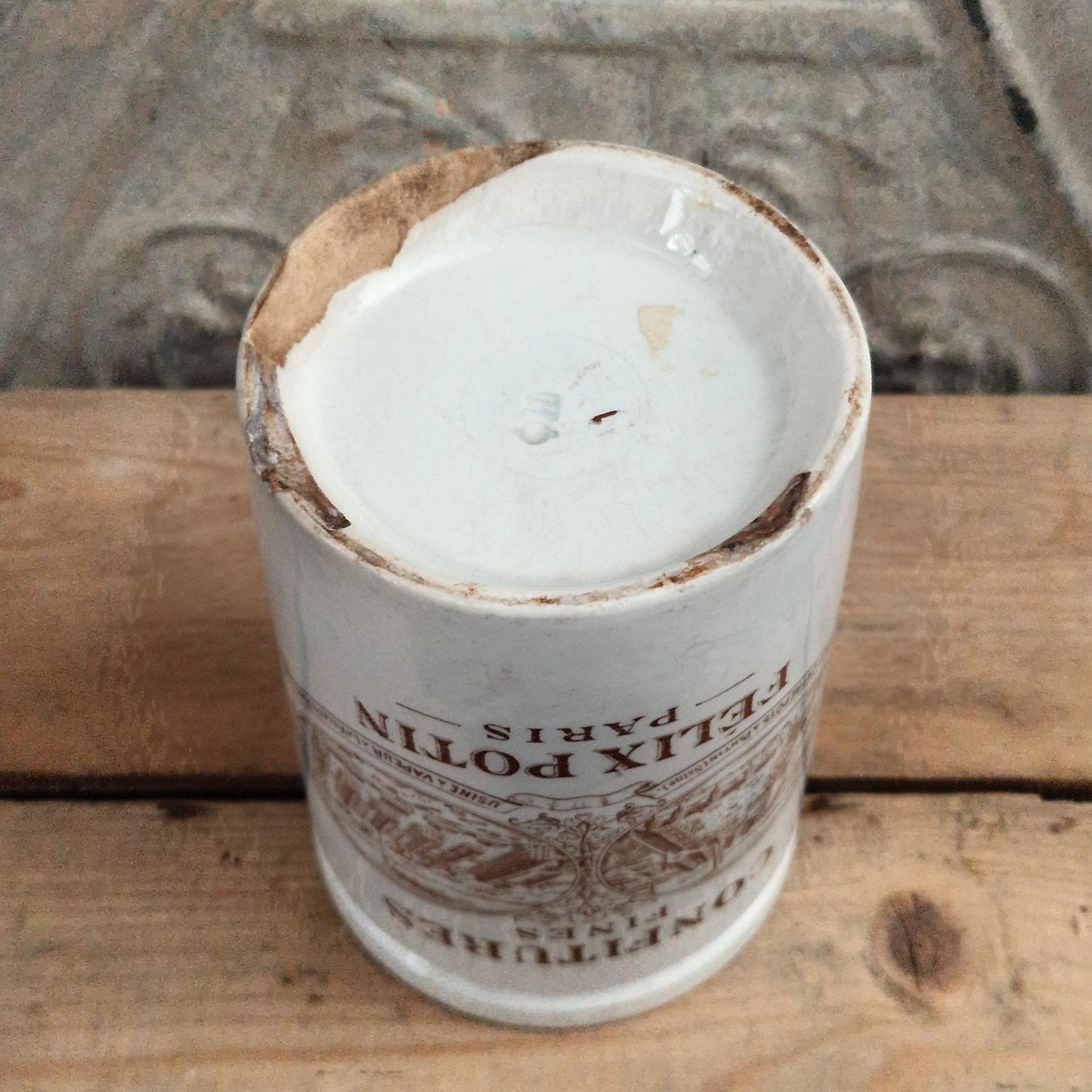 Pot Félix Potin « Confitures Fines » - Décor Brun sépia