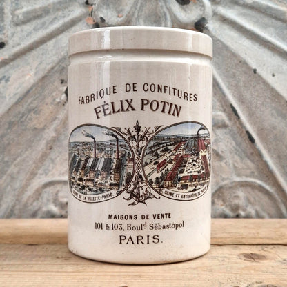 Ancien pot publicitaire polychrome  « Félix Potin »