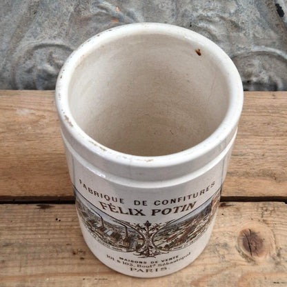Ancien pot publicitaire polychrome  « Félix Potin »
