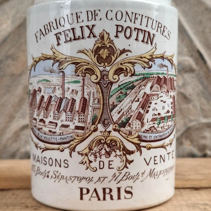 Ancien pot de confitures « Félix Potin » en couleurs
