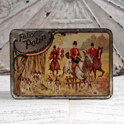 Rare boîte en tôle Félix Potin - « Chasse à courre »