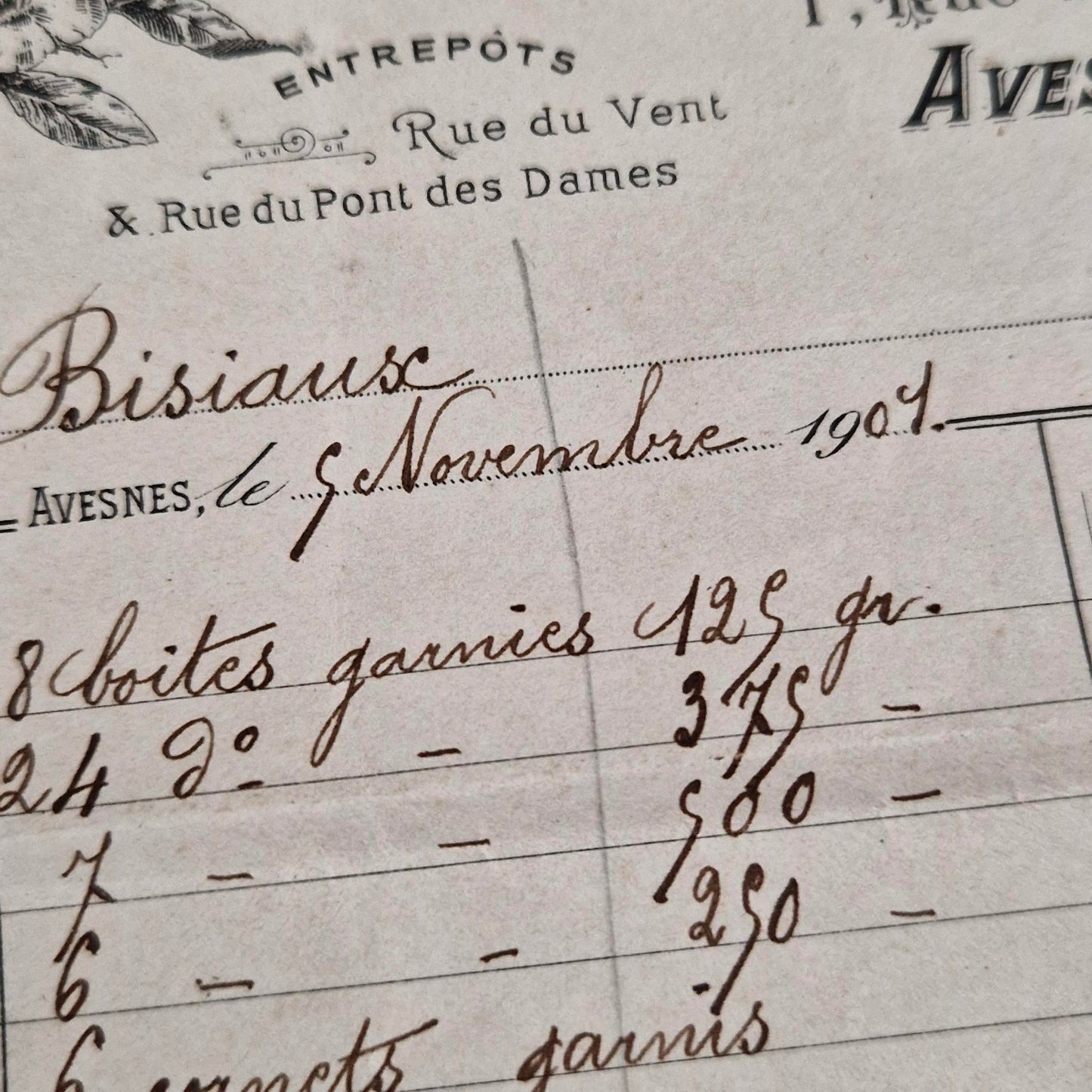 Ancienne facture illustrée « Félix Potin » - Avesnes, 1901