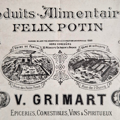 Ancienne facture illustrée « Félix Potin » - Avesnes, 1896