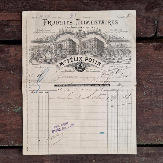 Ancienne facture illustrée « Félix Potin » - Paris - 1896