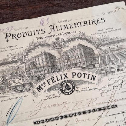 Ancienne facture illustrée « Félix Potin » - Paris - 1896