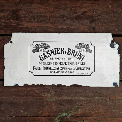 Plaque émaillée publicitaire « Gasnier & Bruni » - fin XIXe