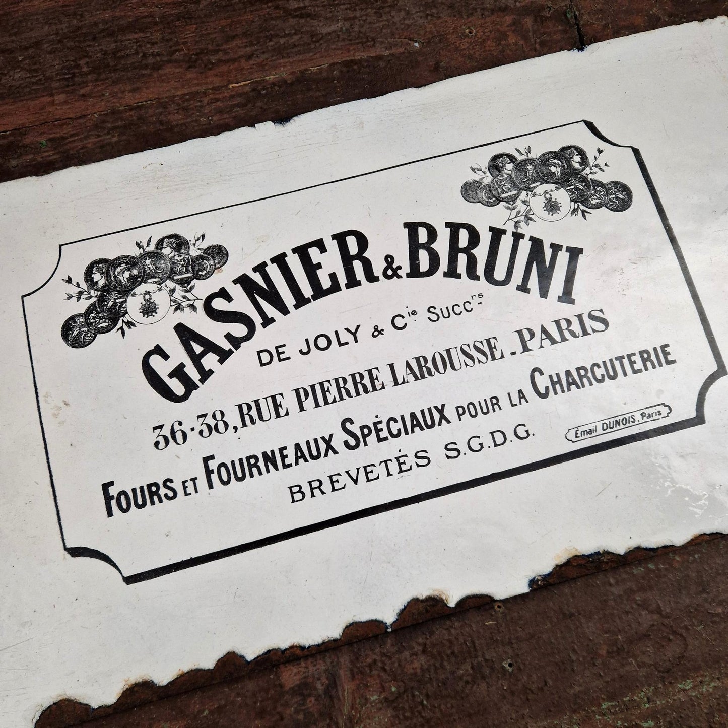 Plaque émaillée publicitaire « Gasnier & Bruni » - fin XIXe