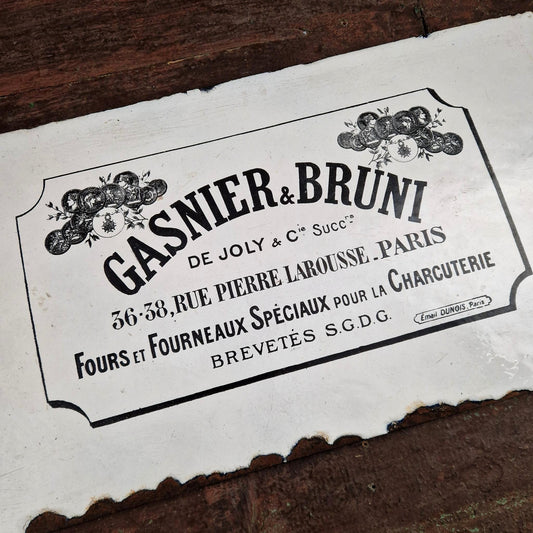 "Gasnier & Bruni" advertising enamel sign - late 19th century