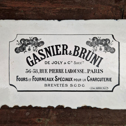 Plaque émaillée publicitaire « Gasnier & Bruni » - fin XIXe
