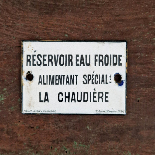 Enamelled sign "Cold water tank"