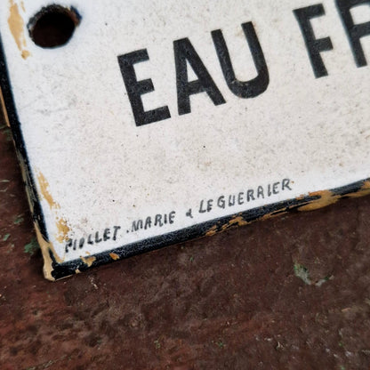 Plaque émaillée « Grand réservoir - Eau froide »