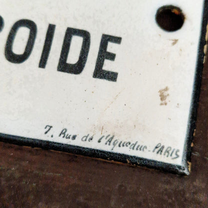 Plaque émaillée « Grand réservoir - Eau froide »