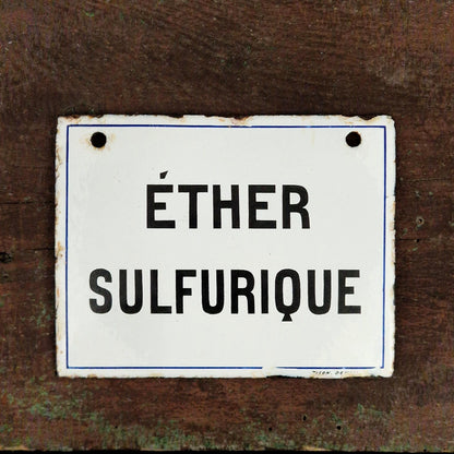 Plaque émaillée pharmaceutique « Ether Sulfurique »