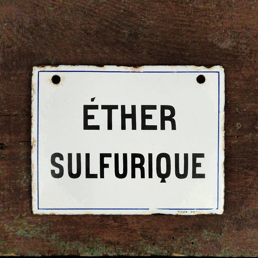 Enameled pharmaceutical sign "Sulfuric Ether"