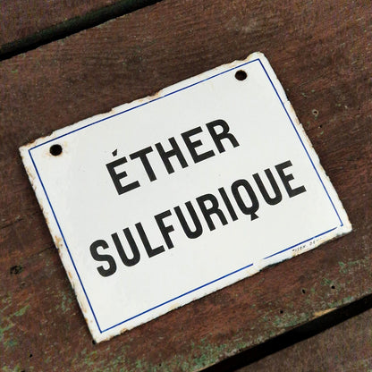 Plaque émaillée pharmaceutique « Ether Sulfurique »