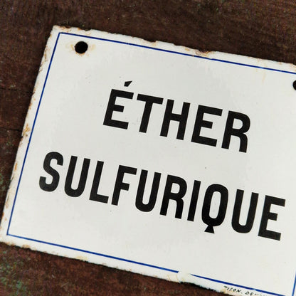 Plaque émaillée pharmaceutique « Ether Sulfurique »